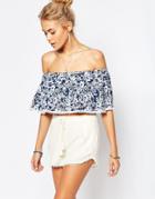 Surf Gypsy Off The Shoulder Beach Crop Top - Black