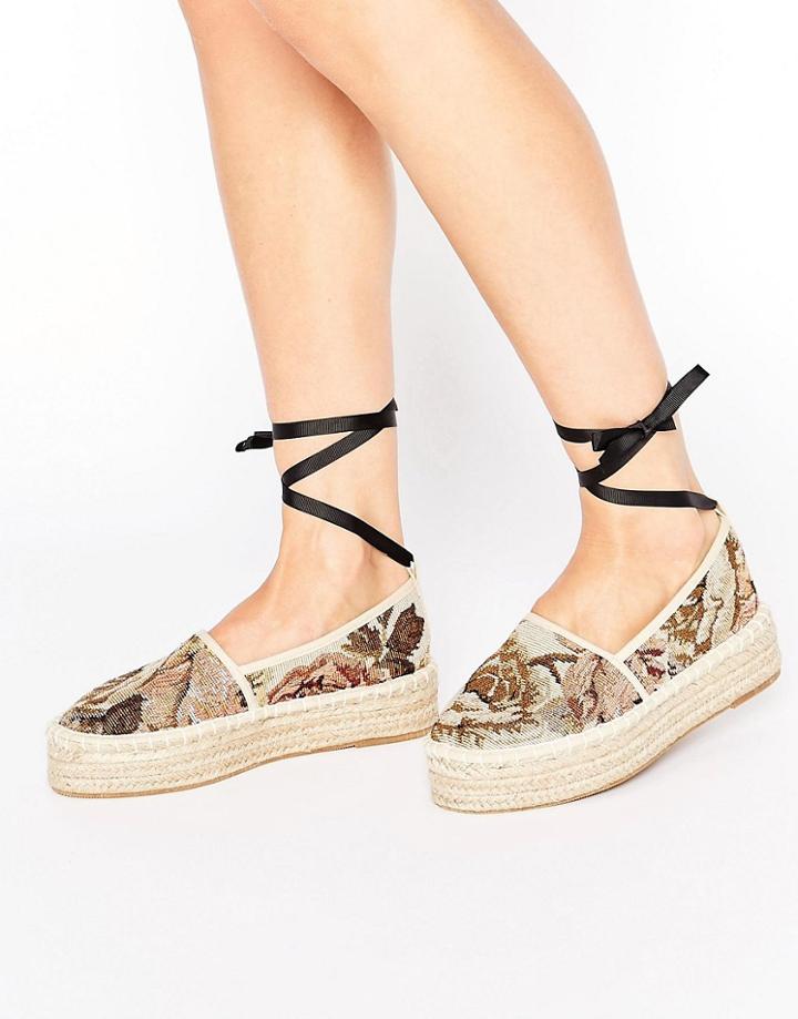 Asos Jessel Chunky Tie Leg Espadrilles - Multi