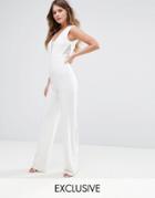 Vesper Tailored Jumpsuit With Lace Inserts - Cream