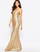 Tfnc Showstopper Sequin Maxi Dress - Gold