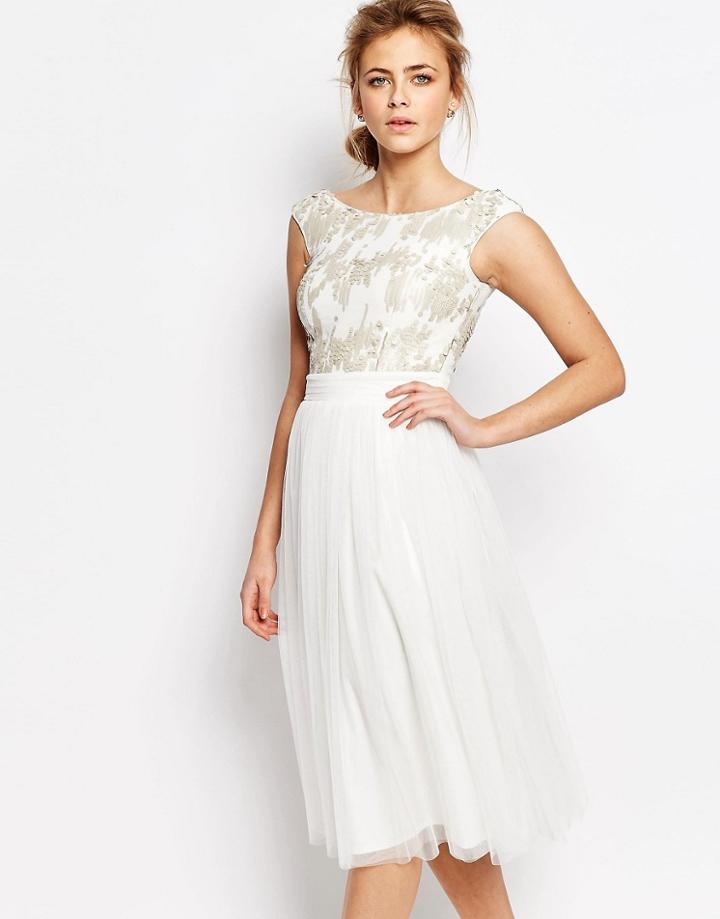 Little Mistress Sequin Tulle Dress - White