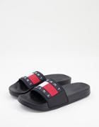 Tommy Jeans Logo Slides In Black