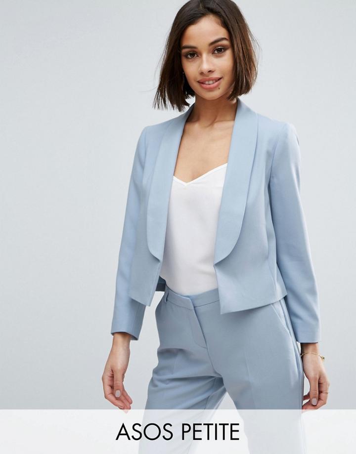 Asos Petite Crop Crepe Blazer - Blue