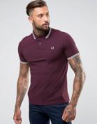 Fred Perry Slim Fit Tipped Polo In Burgundy - Red