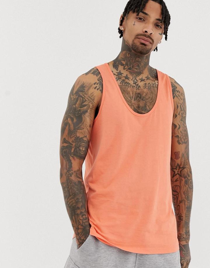 Asos Design Organic Tank In Coral - Orange