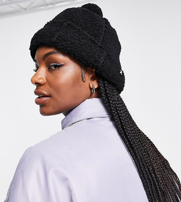 Collusion Unisex Borg Trucker Beanie In Black