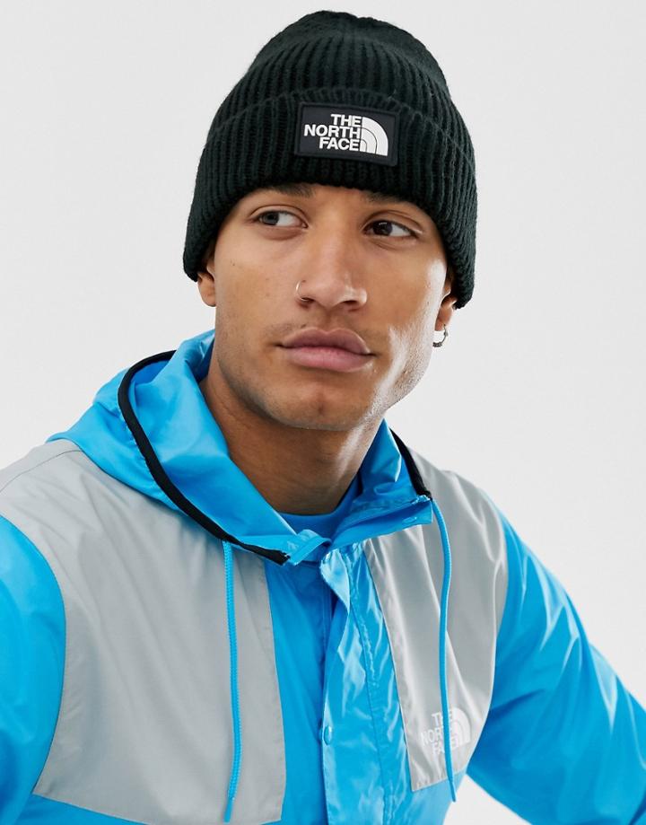 The North Face Logo Box Cuffed Beanie In Black