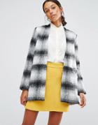 Love & Other Things Collarless Check Coat - Gray