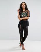 Love & Other Things Lace Up Skinny Pants - Black