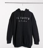 Il Sarto Petite Oversized Hoodie Dress In Black