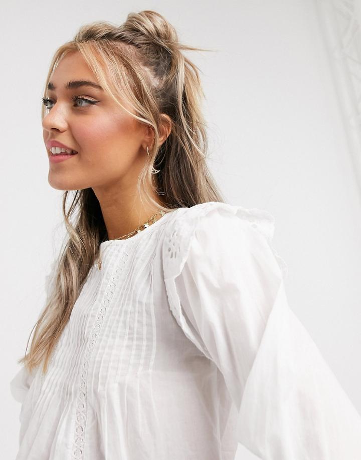 New Look Broderie Detail Blouse In White