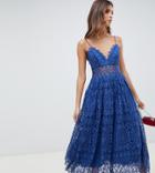 Asos Design Lace Cami Midi Prom Dress - Blue