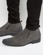 Asos Chelsea Boots In Gray With Zip - Gray