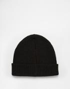 Asos Fisherman Beanie Hat In Black - Black