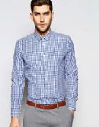 Asos Gingham Check Shirt In Regular Fit - Blue