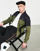 Fred Perry Color Block Track Jacket In Green