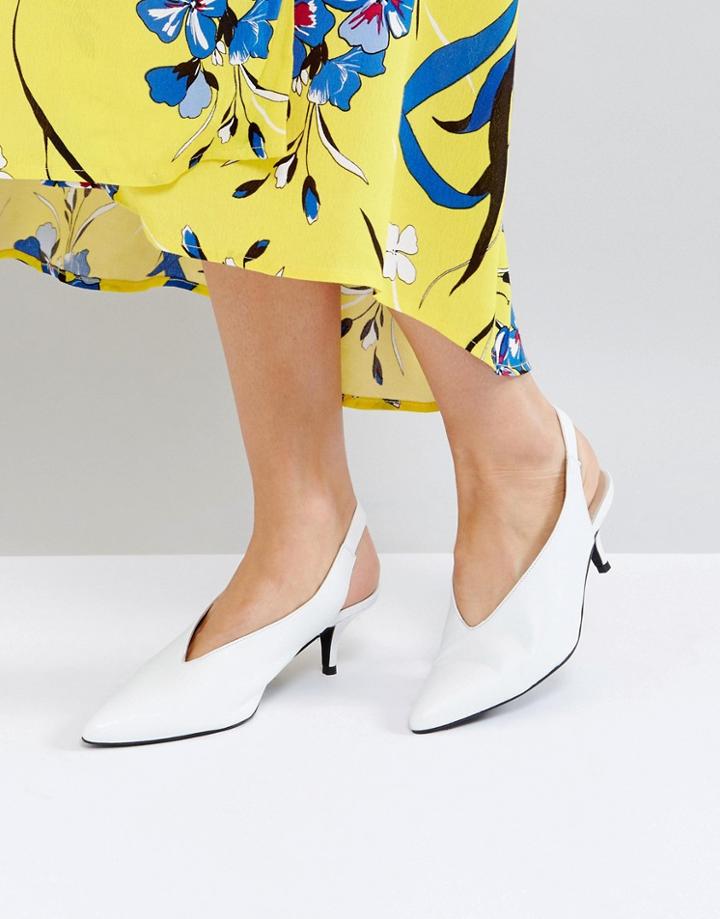 Gestuz White Leather Sling Back Shoe - White