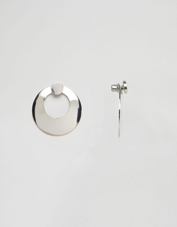 Asos Double Disc Stud Front & Back Earrings - Rhodium