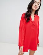 Qed London Shift Dress-red