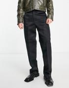 Asos Design Tapered Smart Pants In High Shine Black