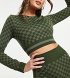 South Beach Seamless Long Sleeve Top In Geo Print-green