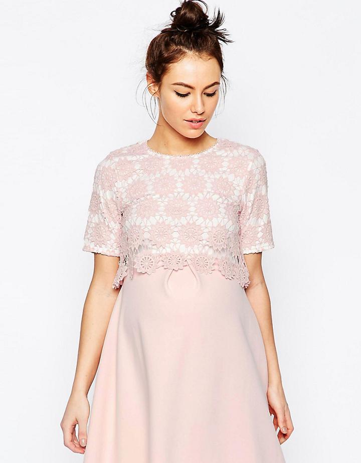 Asos Maternity Lace Double Layer A-line Dress - Green