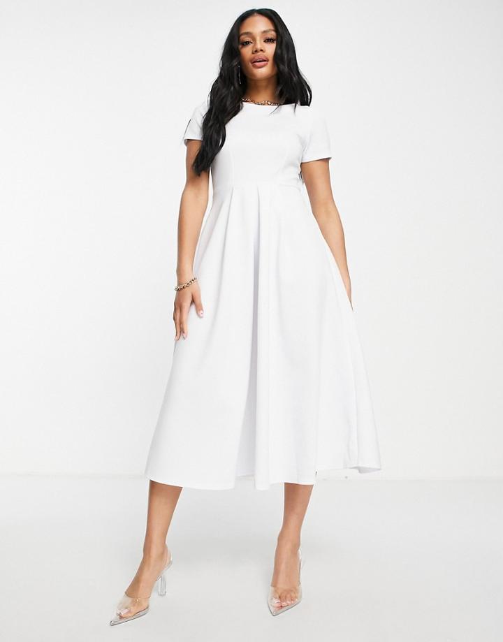 Closet London Scuba Midi Skater Dress In White