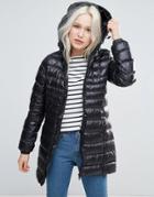 Brave Soul Hooded Padded Long Coat - Black