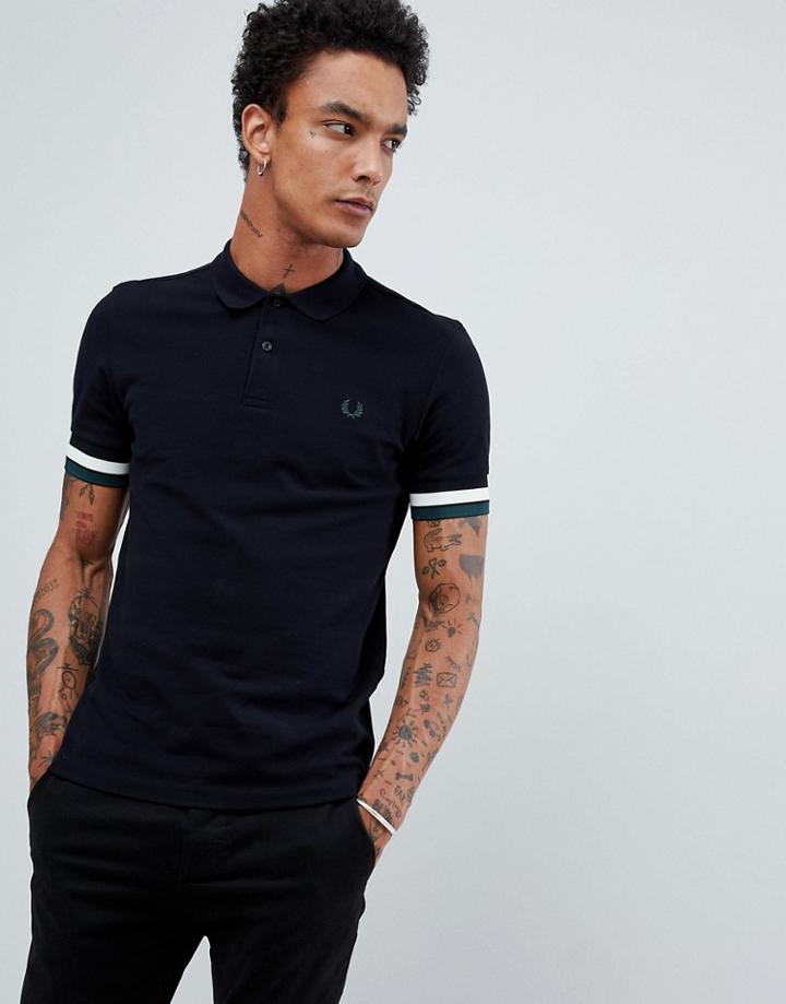 Fred Perry Bold Cuff Polo In Black - Black