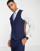 Harry Brown Wedding Slim Fit Vest In Blue Melange-navy