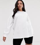 Asos Design Curve Lightweight Oversized Sweat In White - White