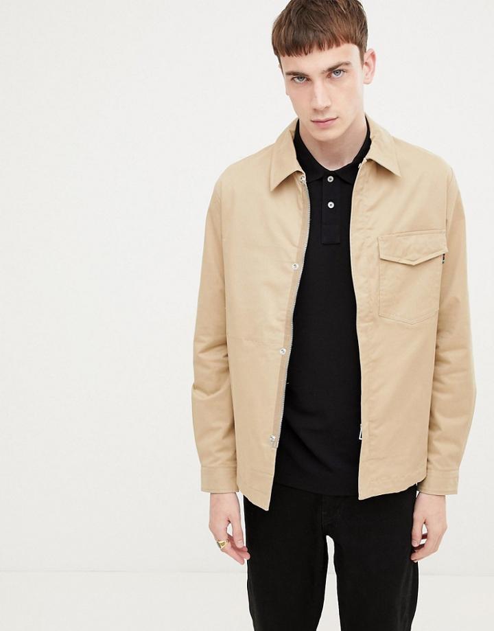 Ps Paul Smith Zip Through Overshirt Jacket In Sand-tan