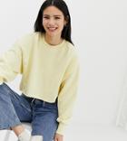 Bershka Cropped Sweat In Yellow - Yellow