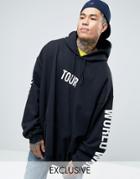 Reclaimed Vintage Super Oversized Hoodie With Sleeve Prints - Black