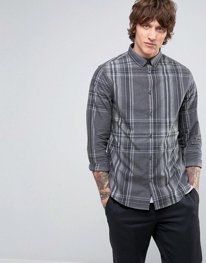 Hoxton Shirt Company Slim Smart Shirt In Check - Gray