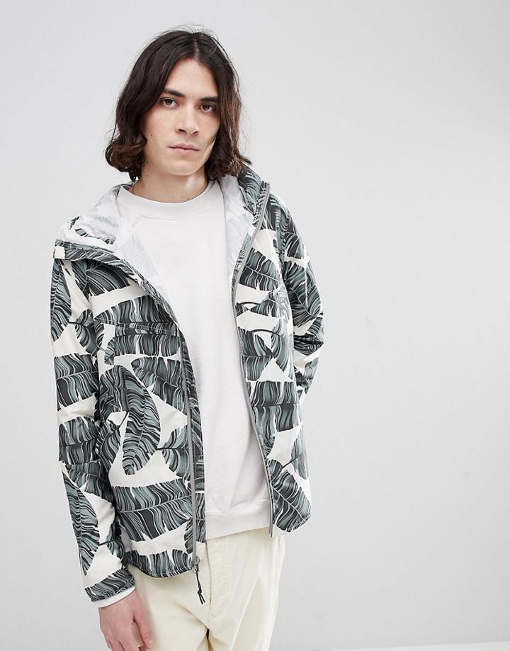 Herschel Supply Co Voyage Packable Windbreaker Jacket In All Over Palm Print - Beige