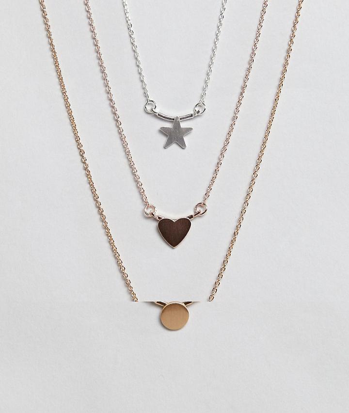 Asos Pack Of 3 Ditsy Pendant Necklaces - Multi