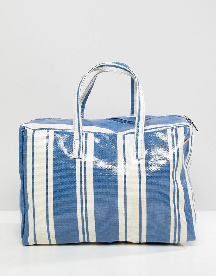 Mango Stripe Plastic Tote In Blue Multi - Blue