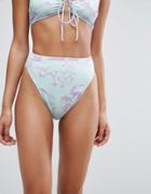 Asos Pastel Marble Print High Leg High Waist Bikini Bottom - Multi