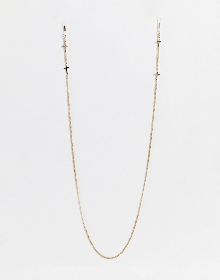 Asos Design Sunglasses Chain With Crosses Detail In Gold Tone