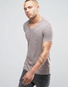 Asos V Neck T-shirt In Beige - Beige