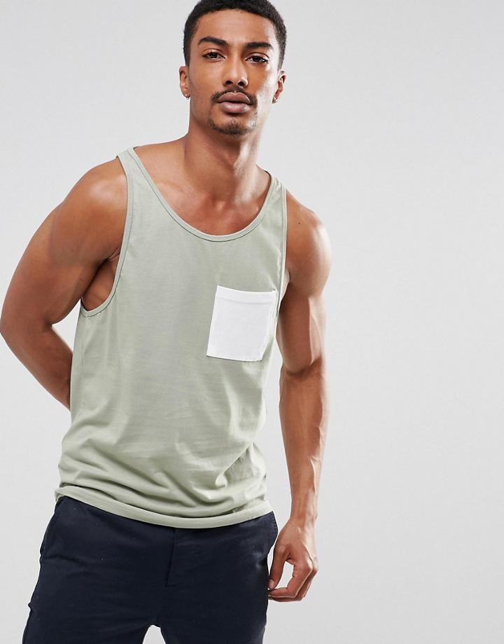 Troy Pocket Tank - Green