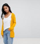 Asos Petite Cardigan In Fine Knit With Rib Detail - Yellow
