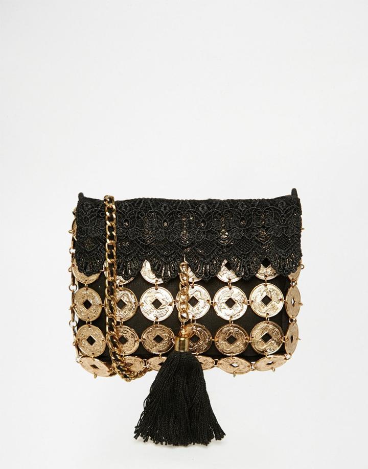 Asos Festival Coin Tassel Cross Body Bag - Multi