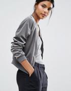 Vila Velvet Bomber - Gray