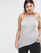 New Look Curve Ribbed Cami Top - Gray