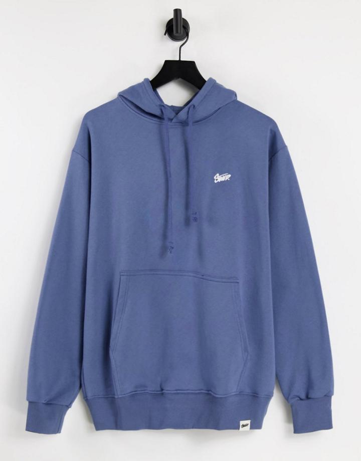 Pull & Bear Overdye Hoodie In Blue-blues