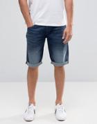 Celio Denim Shorts In Mid Blue Wash - Navy