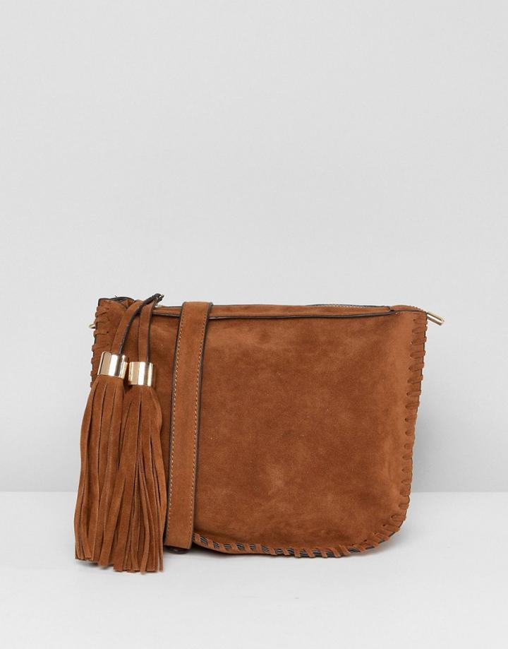 Yoki Fashion Saddle Bag In Tan With Tassels - Tan