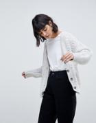 Asos Design Boyfriend Cardigan In Moving Rib-stone